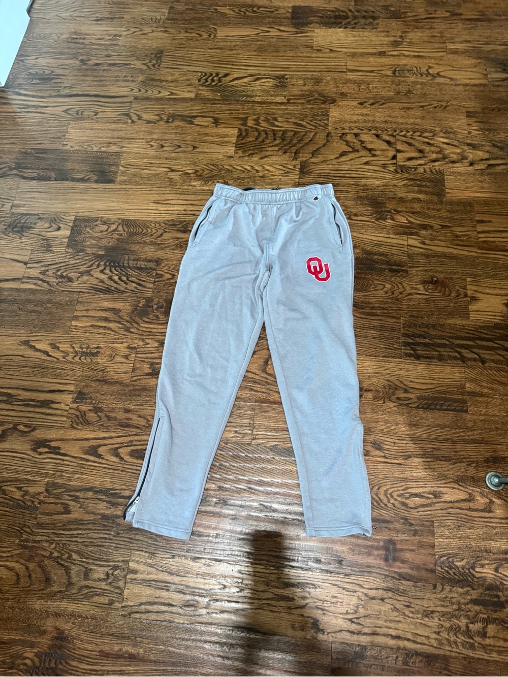 Champion Gray Sweatpants with Red OU Logo